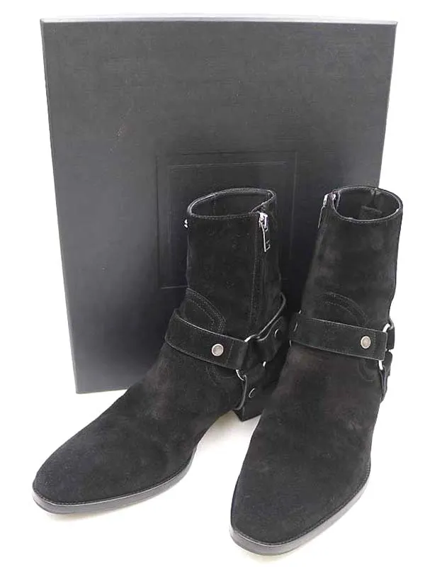 SAINT LAURENT サンローラン パリ WYATT SUEDE HARNESS ワイハットハーネススエードリングブーツ