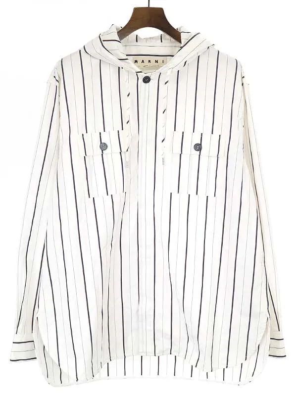 MARNI マルニ 18AW フーデットストライプシャツ