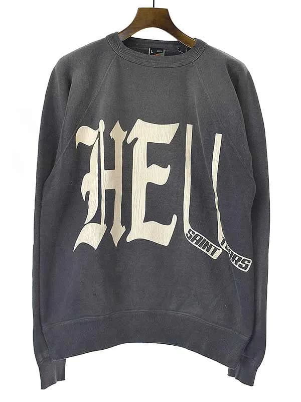 SAINT MICHAEL セントマイケル × デニム ティアーズ 22AW DT CREW SWEAT HELL ダメージ加工スウェットトレーナー