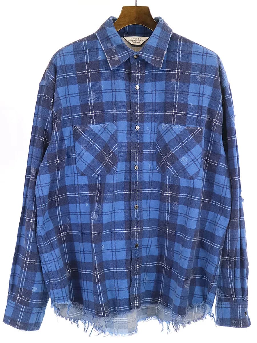 UNUSED アンユーズド 19AW ダメージ加工チェック柄ネルシャツ