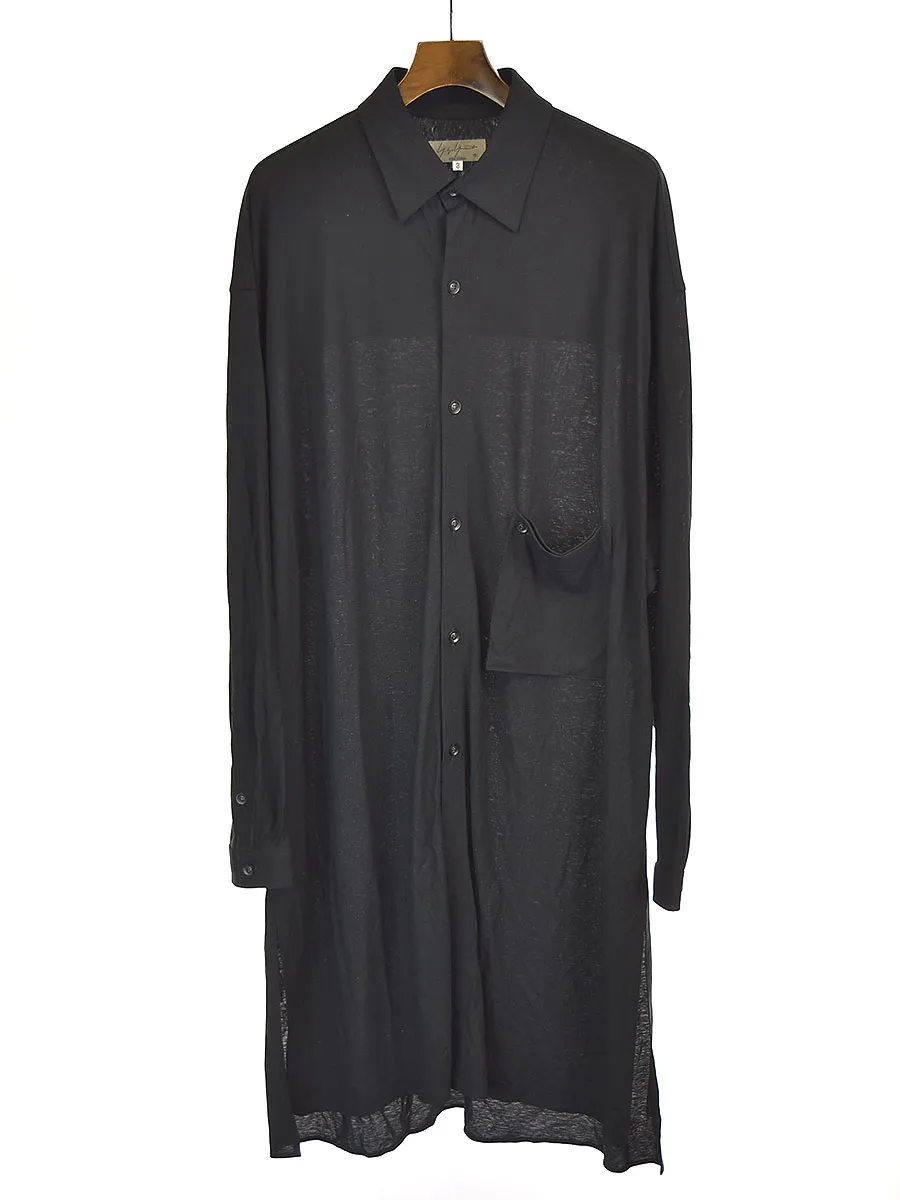 Yohji Yamamoto ヨウジヤマモト プール オム 19SS サイドスリットコットンロングシャツ