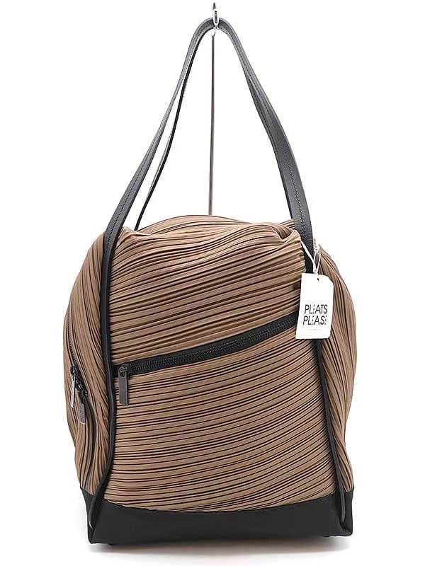 ISSEY MIYAKE プリーツプリーズ イッセイミヤケ BIAS PLEATS BAG レザーコンビプリーツハンドバッグ