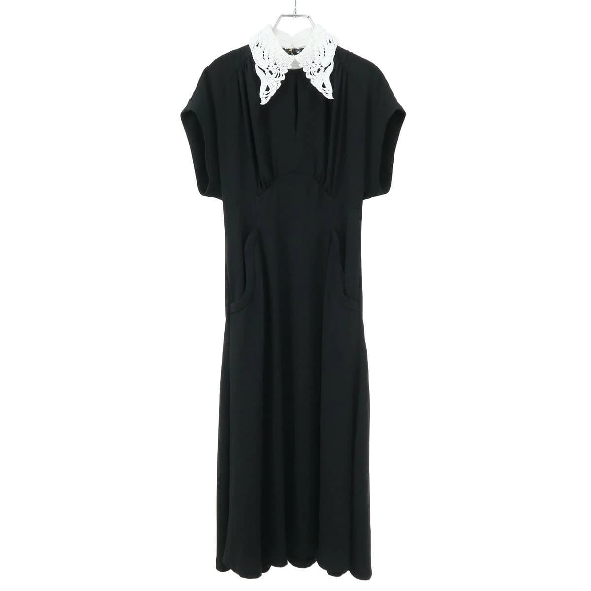 Mame Kurogouchi マメ クロゴウチ 24SS Back Satin Crepe Georgette Embroidered Collar Flared Dress バックサテンエンブロイダリーカラーワンピース MM24SS-DR083