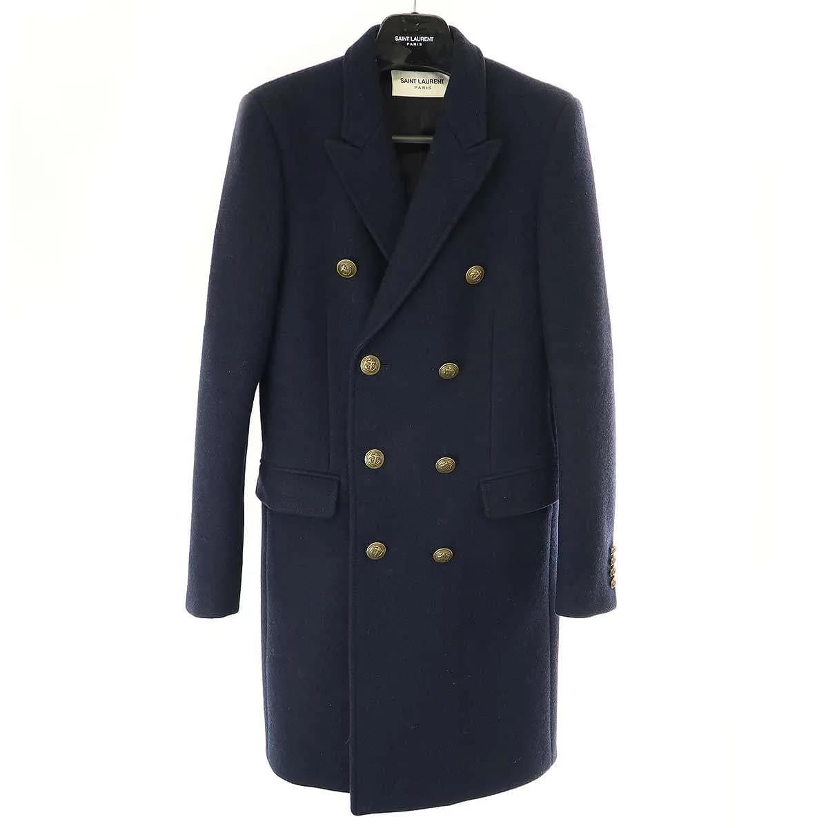 SAINT LAURENT サンローラン パリ 13AW ウールメルトン ダブルブレスト ナポレオンチェスターコート