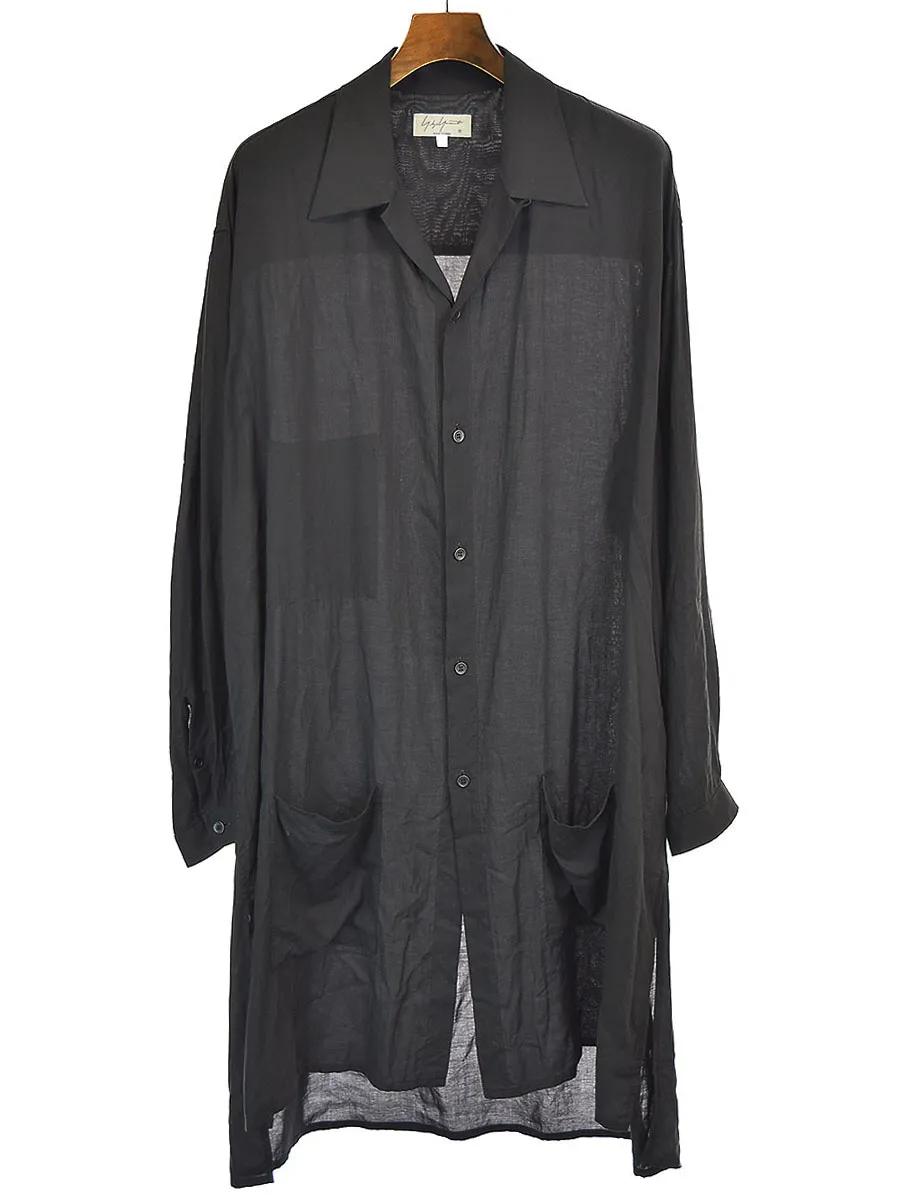 Yohji Yamamoto ヨウジヤマモト プール オム 19SS オープンカラーテンセルロングシャツ