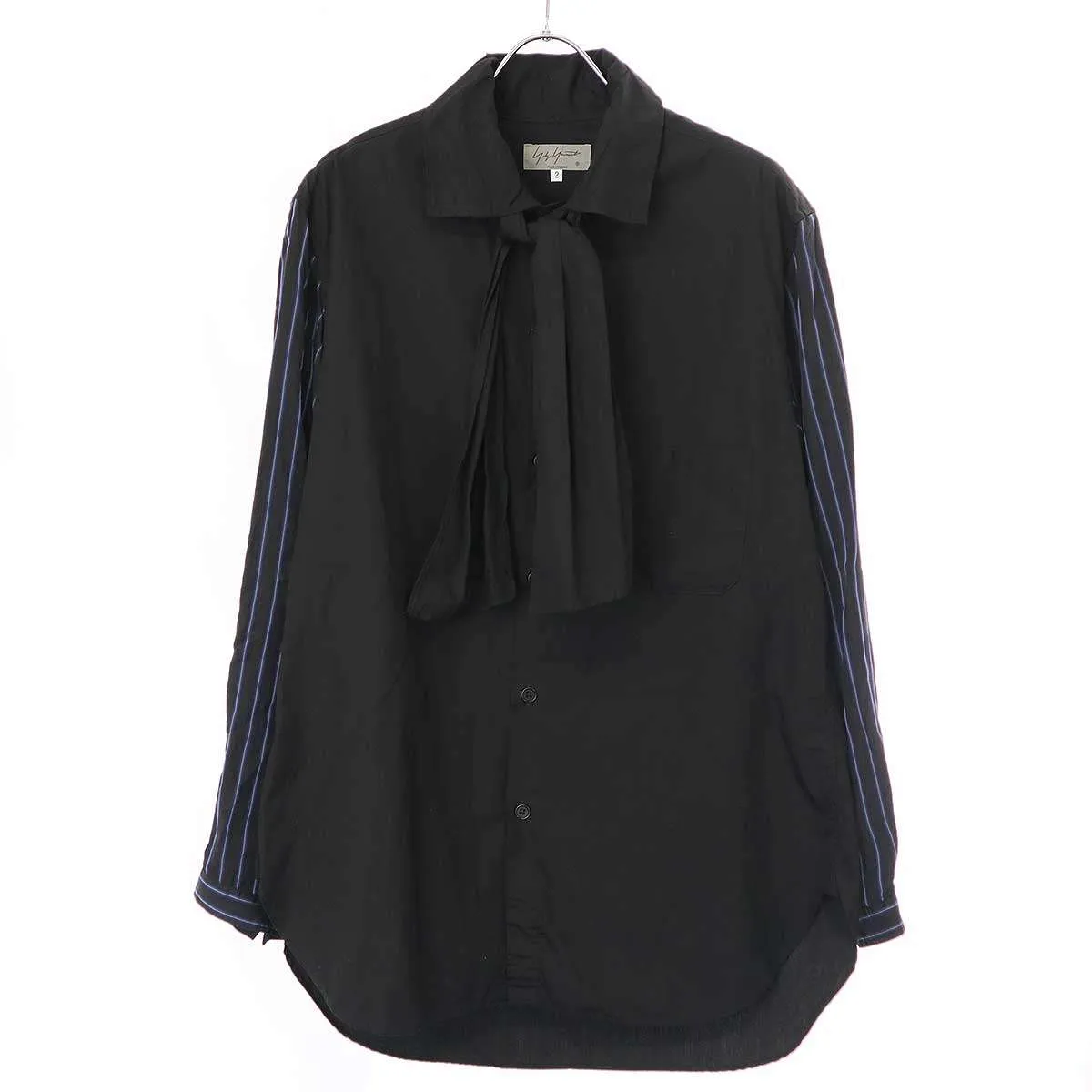 Yohji Yamamoto ヨウジヤマモト プールオム 19SS ストライプスリーブ ストール付きシャツ