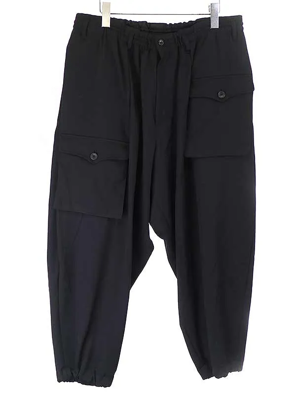 Yohji Yamamoto ヨウジヤマモトプールオム 17SS ウールギャバジンW-脇タックポケットパンツ