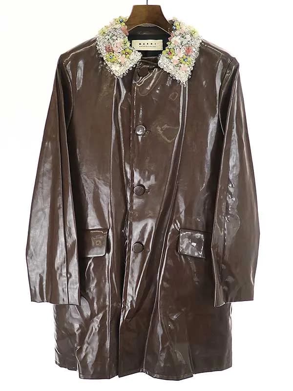 MARNI マルニ 12AW ビジュー装飾エナメルロングコート