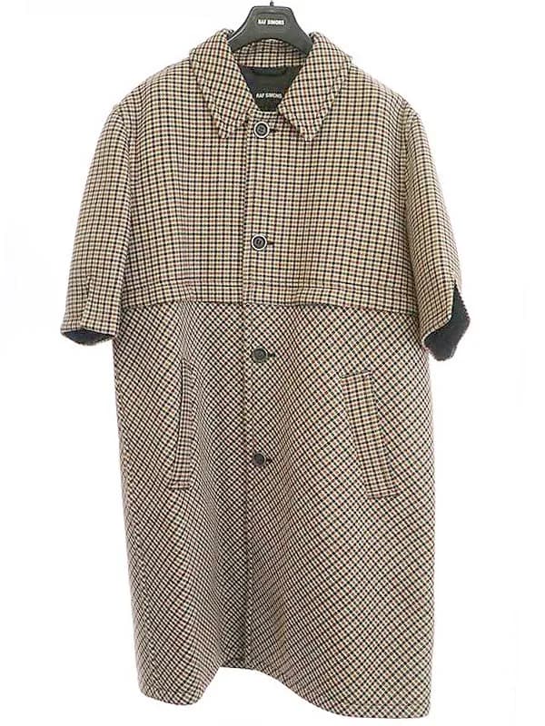RAF SIMONS ラフシモンズ 16AW Shortsleeved coat チェックショートスリーブオーバーコート