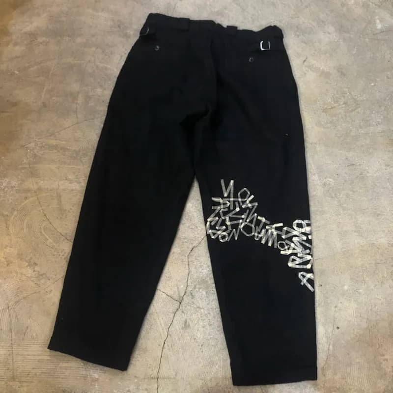 Yohji Yamamoto Yohji Yamamoto POUR HOMME 15AW テープロゴプリントウール縮絨パンツ