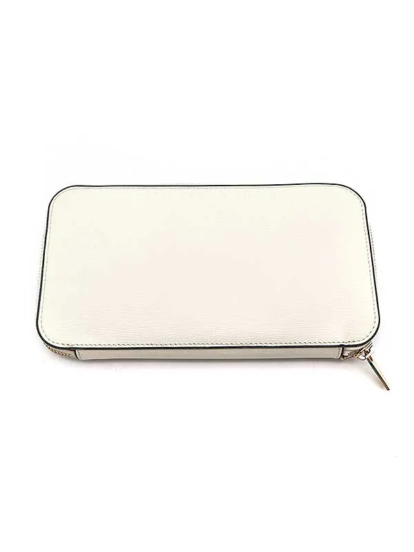 Valextra ヴァレクストラ ラウンドジップロングレザーウォレット 12カード アイボリー V9L06