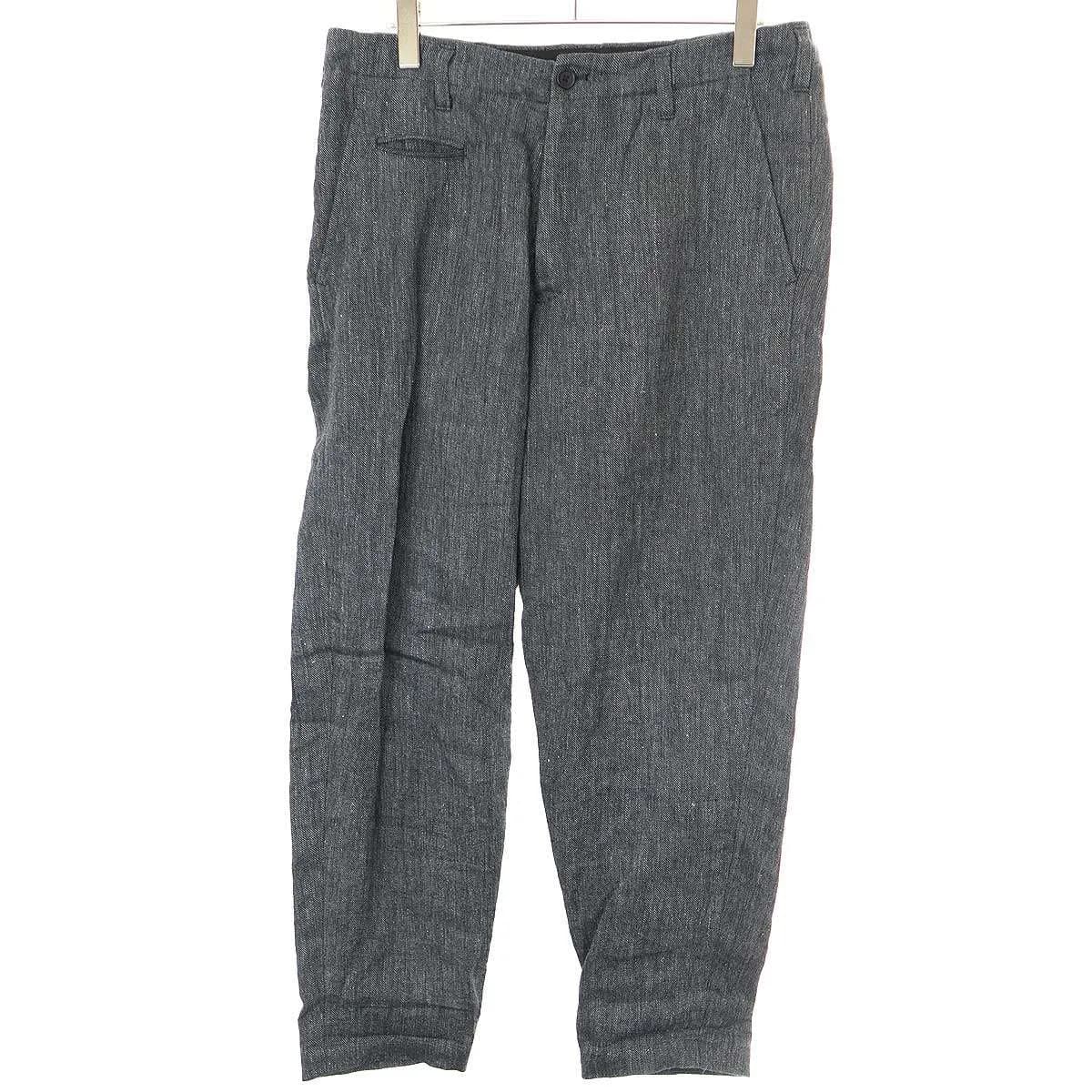 Yohji Yamamoto ヨウジヤマモト プールオム 24SS FLAX TOP GABARDINE COIN POCKET SLIM PANTS コインPK付き細P リネンツイル パンツ