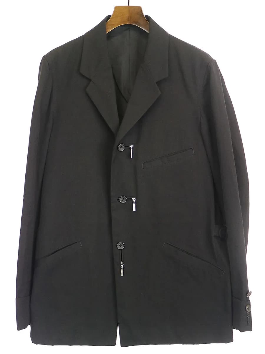 Yohji Yamamoto ヨウジヤマモト プール オム 01SS ファスナーホールウールコットン3Bジャケット