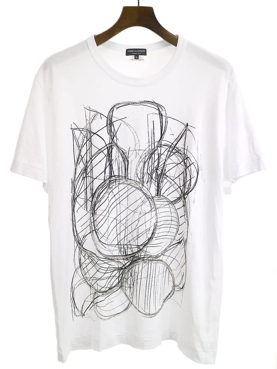 COMME des GARCONS コムデギャルソンオムプリュス 21SS チェーン装飾スケッチデザインTシャツ