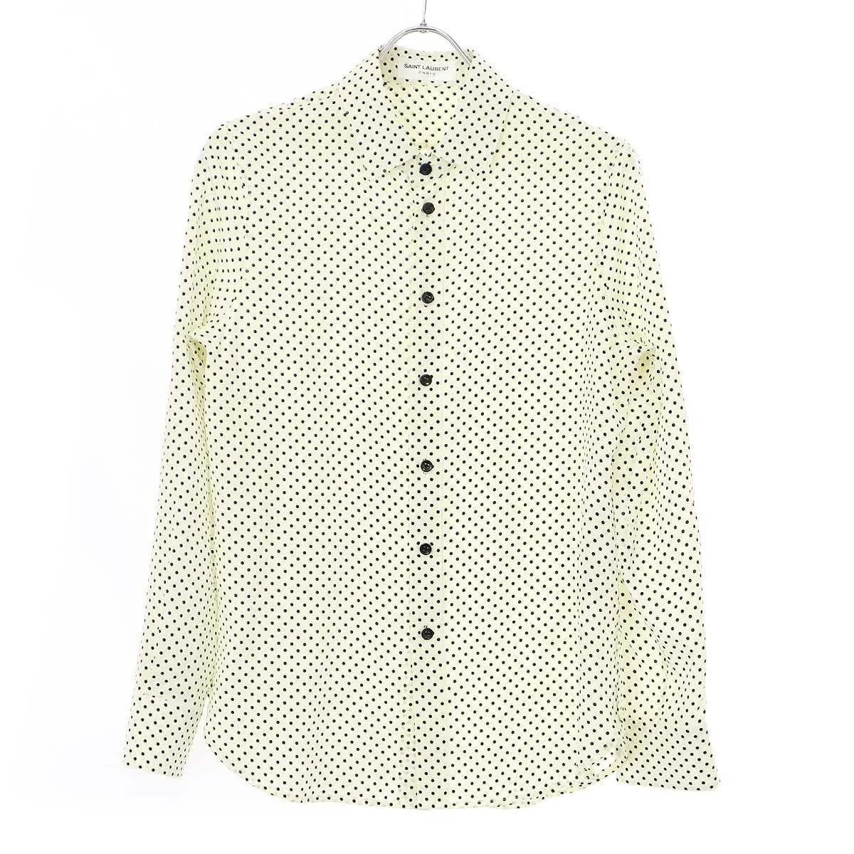 SAINT LAURENT サンローラン パリ 23AW ドット柄シルクシャツ 710448 Y1H53