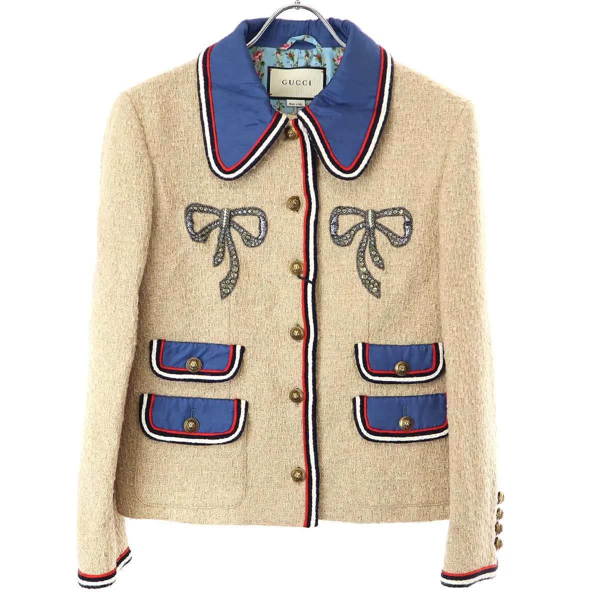 GUCCI グッチ 17AW ビジューデザインウールジャケット&スカート セットアップ 480651 ZJE60/482226 ZJM11