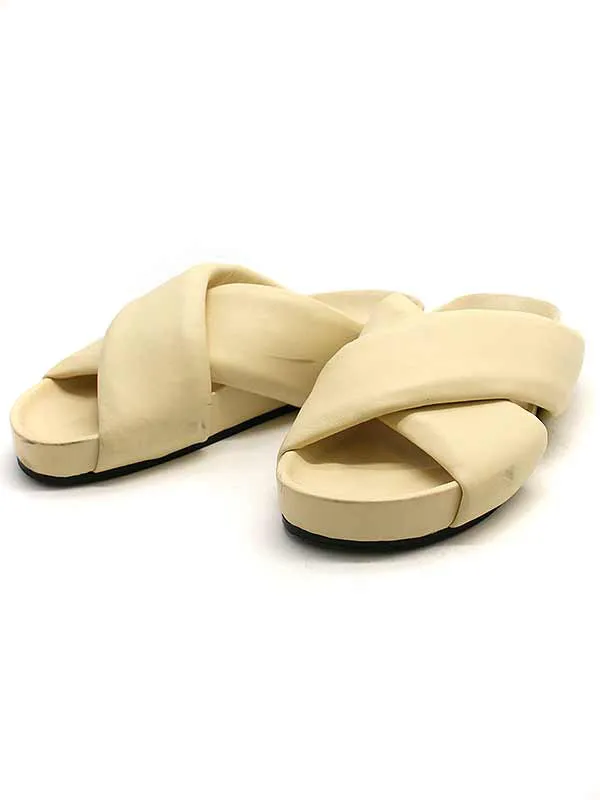 JIL SANDER ジルサンダー レザークロス スライドサンダル
