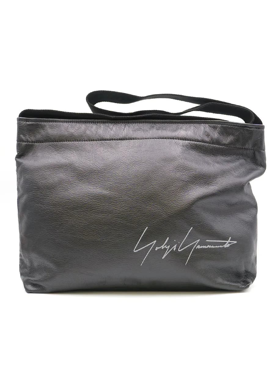 Yohji Yamamoto ヨウジヤマモト ノベルティ ロゴプリントレザーショルダーバッグ