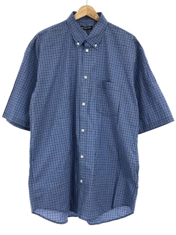 BALENCIAGA バレンシアガ 19SS バックロゴ ショートスリーブチェックシャツ