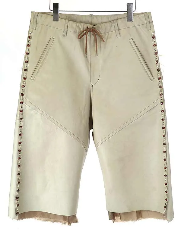sulvam サルバム 19SS ビーズ装飾カウレザークロップドパンツ