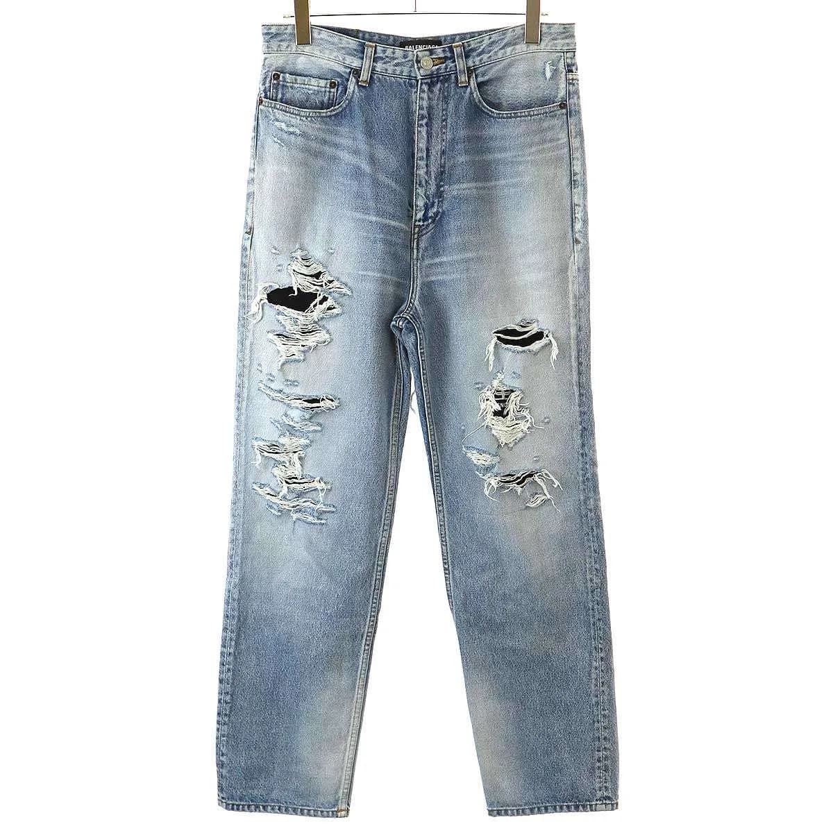 BALENCIAGA バレンシアガ 20AW Regular Ripped Denim Pants レギュラーリップドデニムパンツ 641461 TDW14