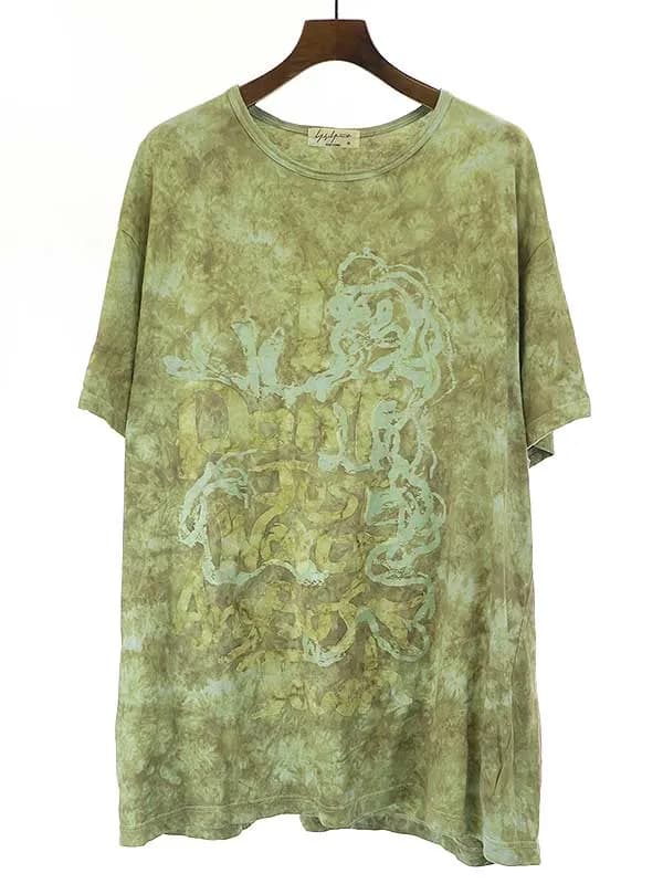 Yohji Yamamoto ヨウジヤマモト プールオム 18SS ムラ染めメッセージTシャツ