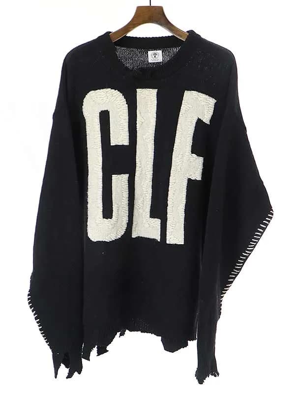 SAINT MICHAEL セントマイケル 22AW CLF KNIT フロント刺繍ウールニットセーター