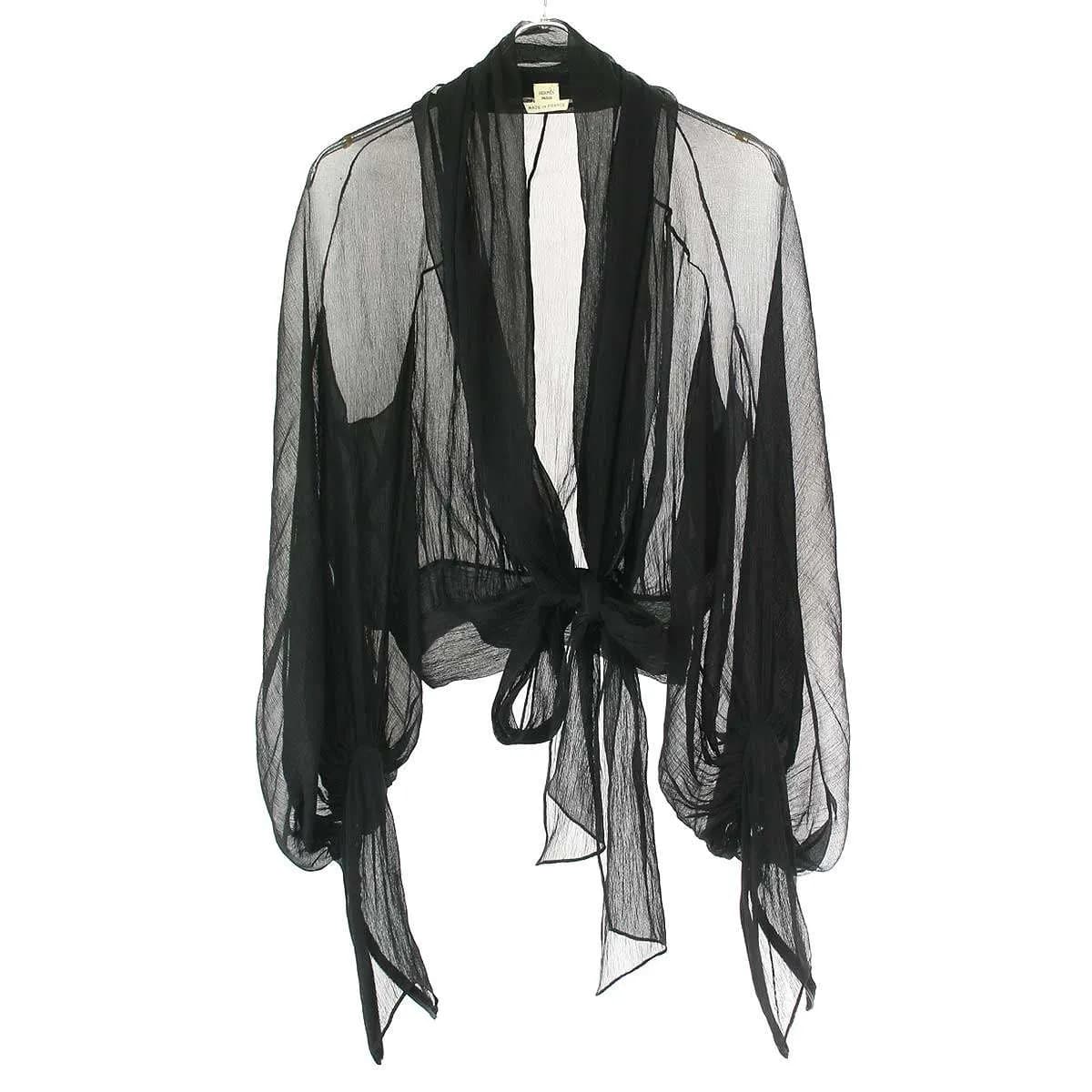 HERMES エルメス シルクシフォン ブラウストップス