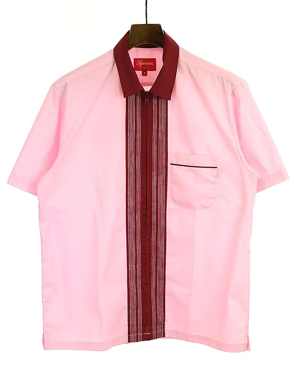Supreme シュプリーム 20SS Bowling Zip S/S Shirt Pink ジップアップボウリングシャツ