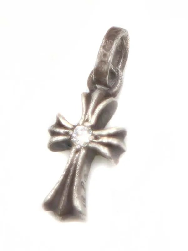 CHROME HEARTS クロムハーツ CRS BBY FAT DIA ベイビーファット1ダイヤクロスネックレスチャーム