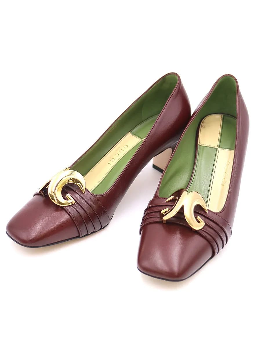 GUCCI GUCCI 19SSハーフムーンGGミッドヒールパンプス