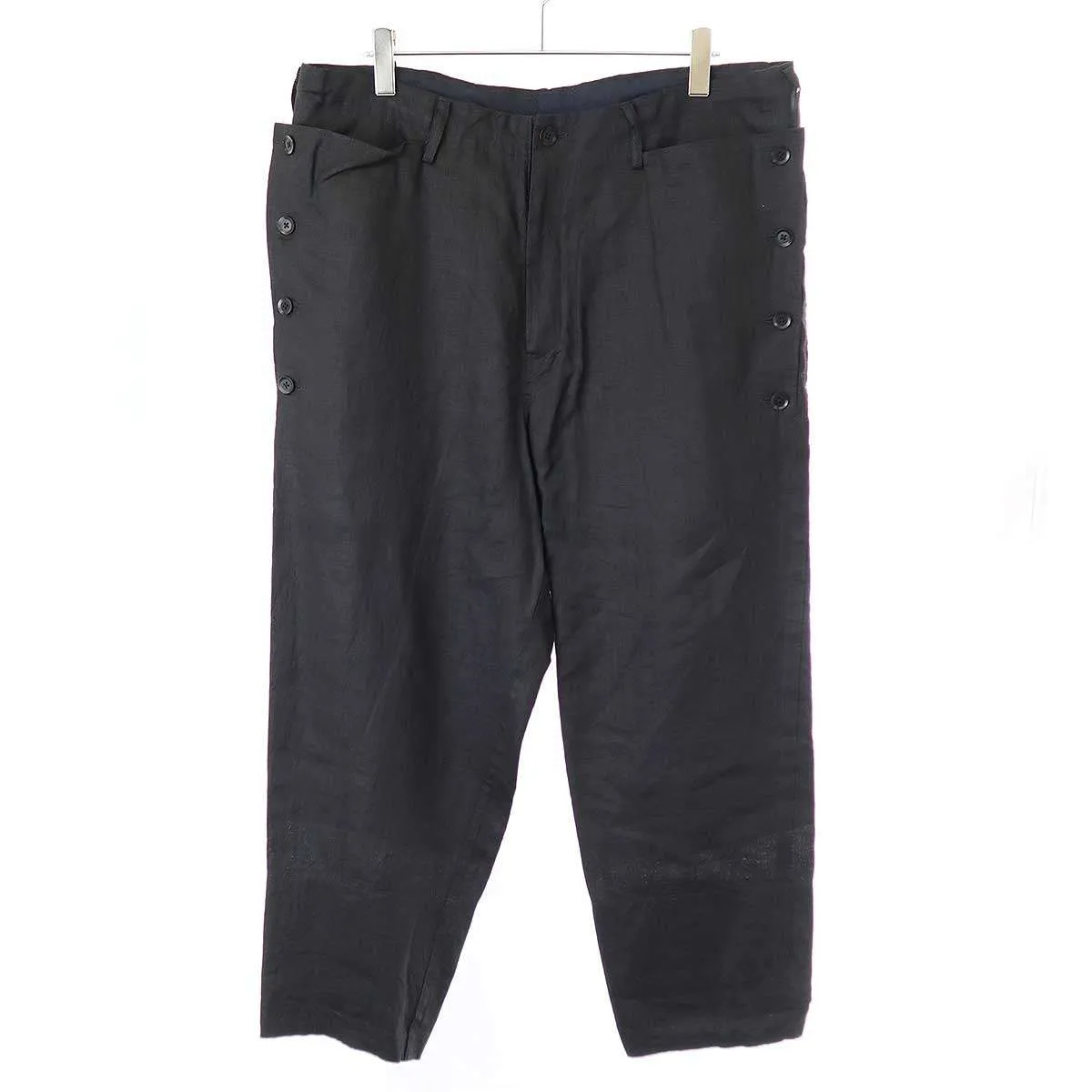 Yohji Yamamoto ヨウジヤマモト プールオム 23SS 60 INDIGO L S-WPKT PANTS ワイドテーパードリネンスラックスパンツ