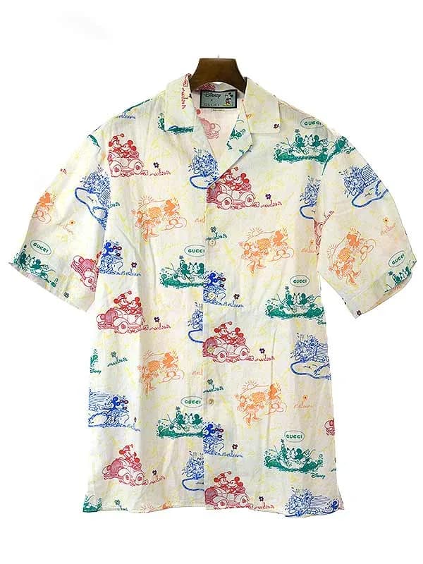 GUCCI グッチ×ディズニー MICKEY MOUSE COTTON SHIRT ZADGQ ミッキーマウス半袖オープンカラーシャツ