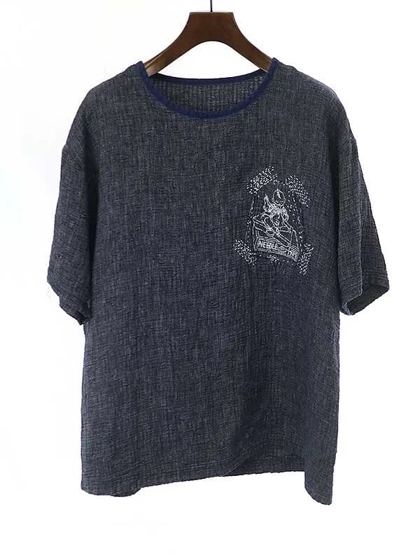 Porter Classic ポータークラシック 20SS SASHIKO LINEN PREMIUM モヒカン小僧ワッペンTシャツ