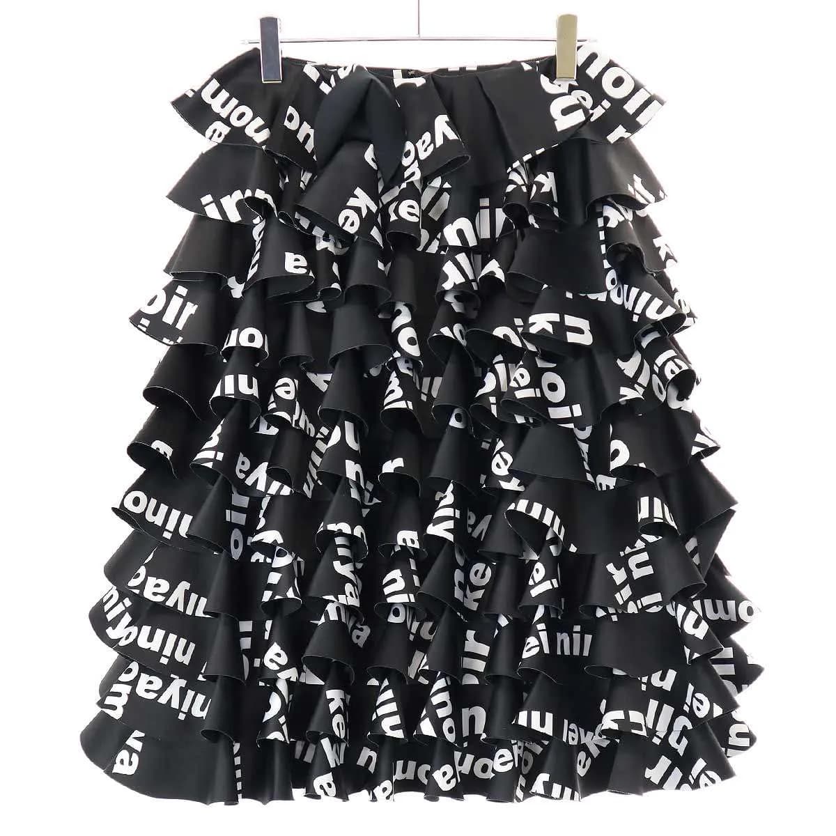 noir kei ninomiya ノワール ケイ ニノミヤ 22SS ロゴプリントティアードスカート