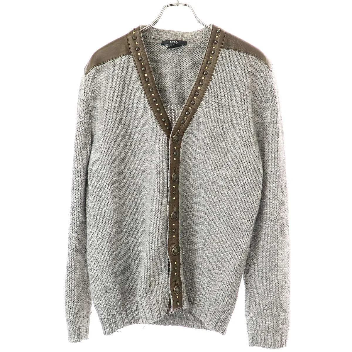 GUCCI グッチ 08AW レザースタッズ カーディガン