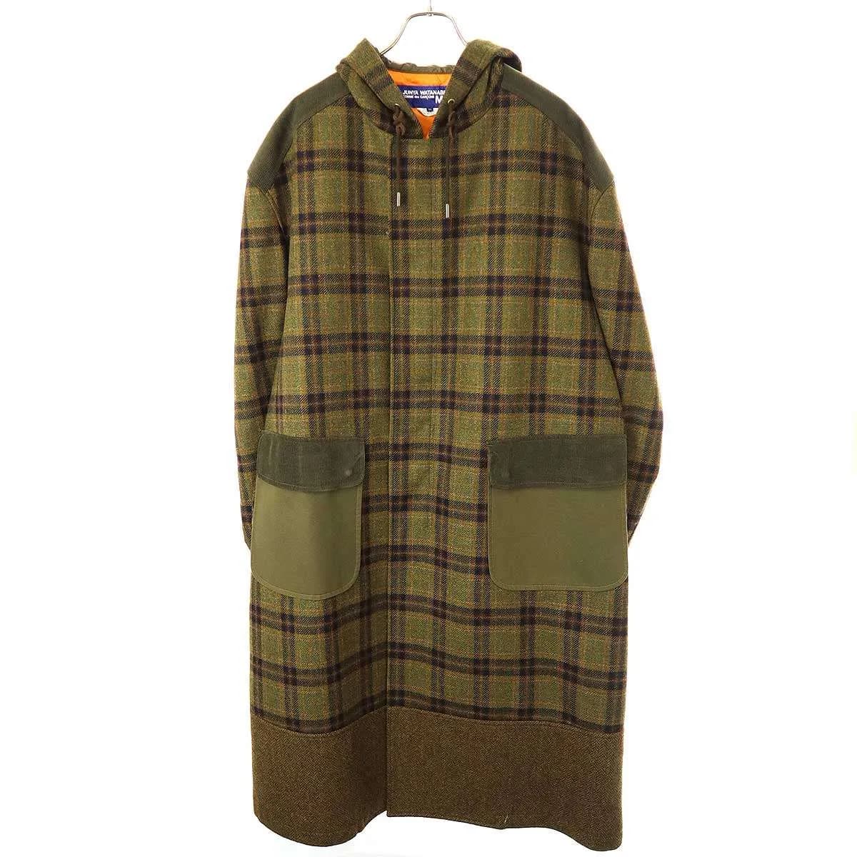 COMME des GARCONS ジュンヤワタナベ コムデギャルソンマン 19AW ウールカシミヤツイード×ウールツイードフーデッドコート WD-C008