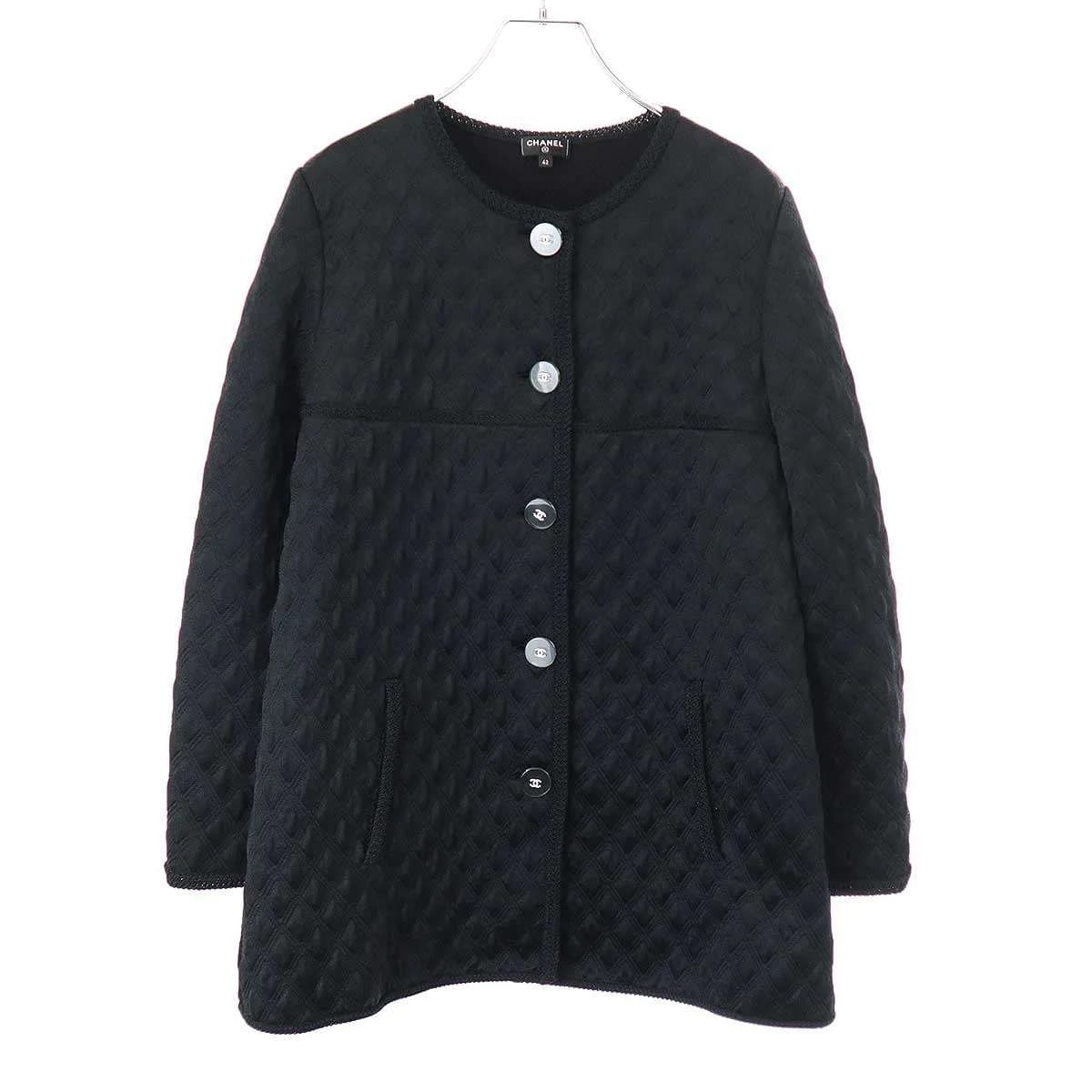 CHANEL シャネル シルクキルテッドノーカラーカーディガンジャケット P57087K07441