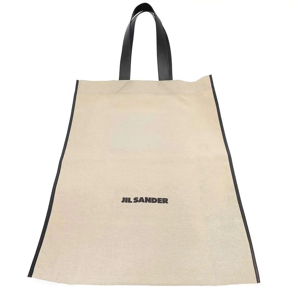 JIL SANDER ジルサンダー BORDER BOOK TOTE LG W/HEART レザーキャンバスラージトートバッグ