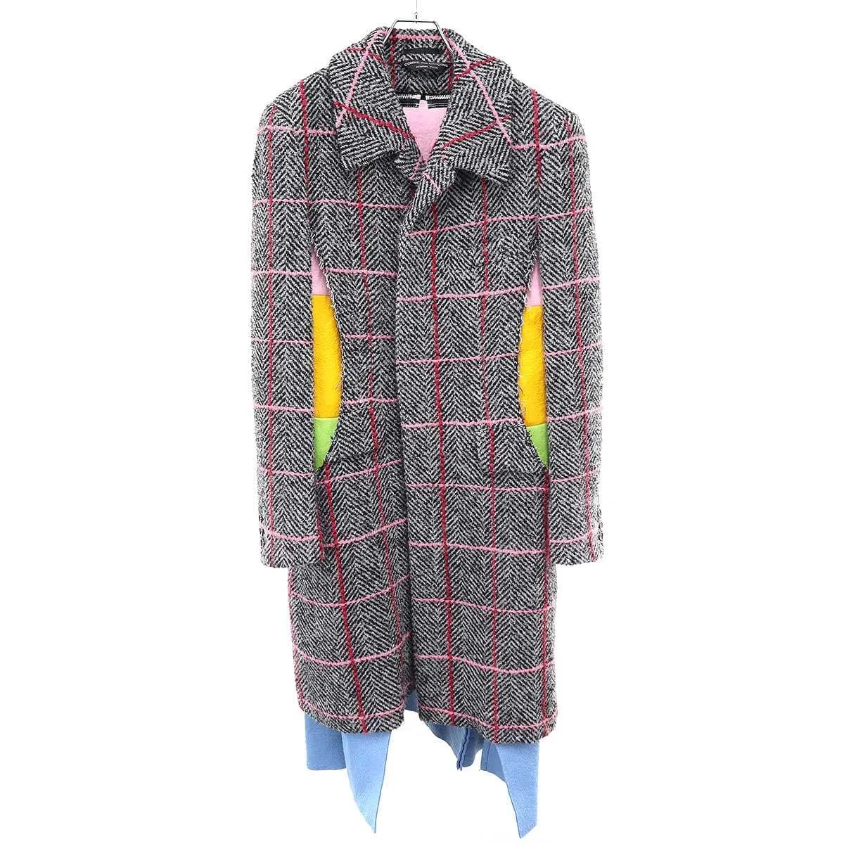 COMME des GARCONS コム デギャルソンオムプリュス 22AW カラーブロックライナー ウールロングコート PJ-J005