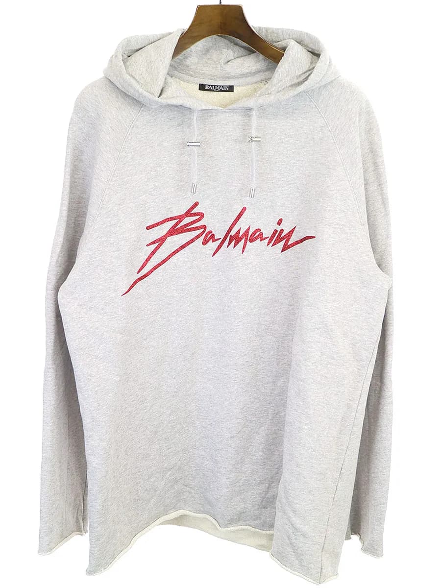BALMAIN HOMME バルマン オム ロゴデザインカットオフプルオーバーパーカー
