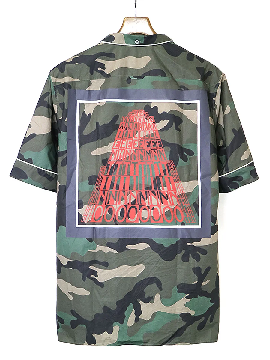 VALENTINO ヴァレンティノ 19SS バックプリントオープンカラーカモフラショートスリーブシャツ