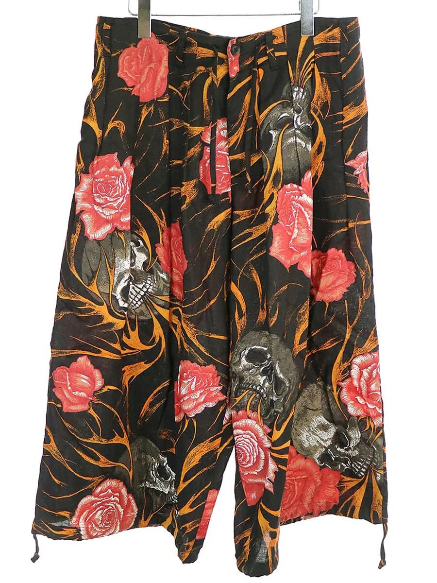 Yohji Yamamoto ブラックスキャンダル ヨウジヤマモト 19SS Skull Print Baloon Pants スカルフレイムプリントリネンバルーンパンツ