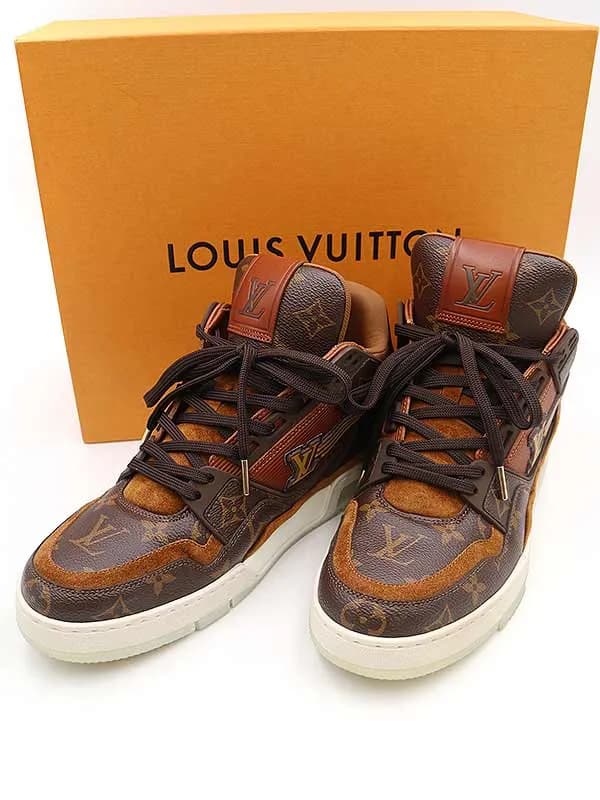 LOUIS VUITTON ルイヴィトン LV トレイナー モノグラム エベヌ ハイカットレザースニーカー
