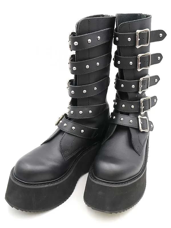 HYSTERIC GLAMOUR ヒステリックグラマー プラットフォームミドルバックルレザーブーツ