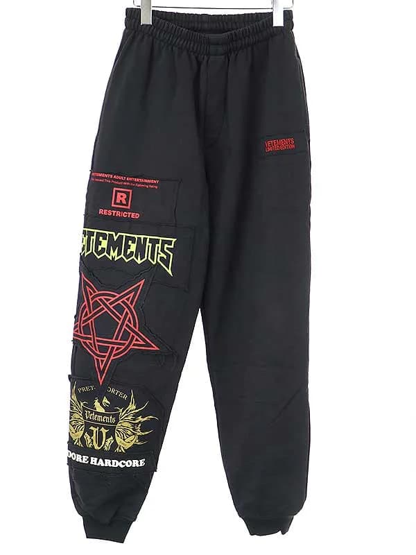VETEMENTS ヴェトモン 21AW HARDCORE PATCHED LOGO SWEAT パッチスウェットパンツ