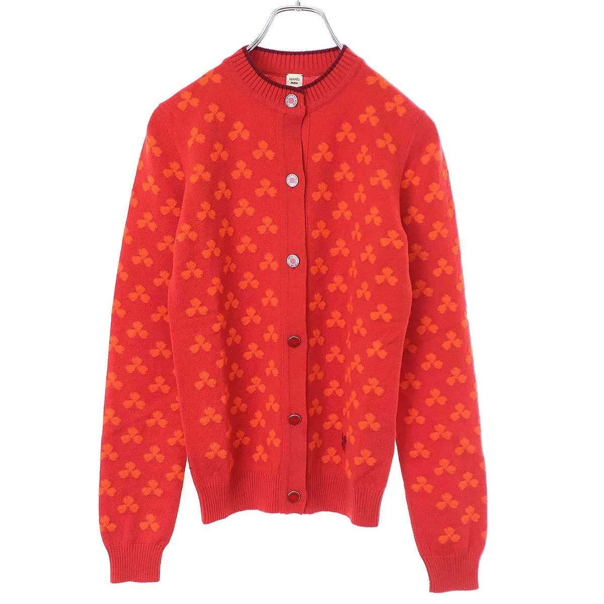 HERMES エルメス セリエボタン カシミヤクローバーカーディガン