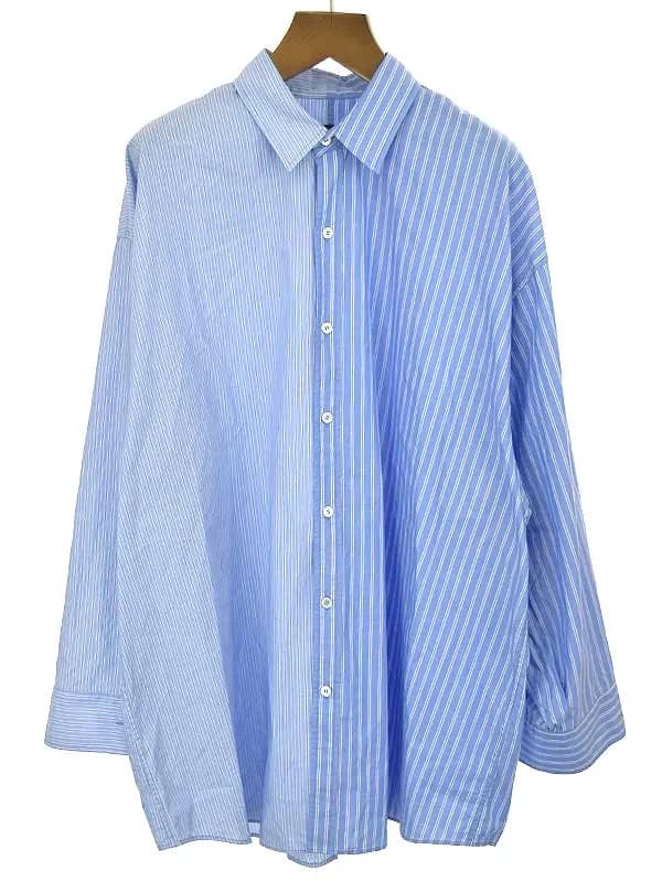 DRESSEDUNDRESSED ドレスドアンドレスド 17SS XXL PINSTRIPE COLOR BLOCK SHIRT オーバーサイズストライプブロックシャツ
