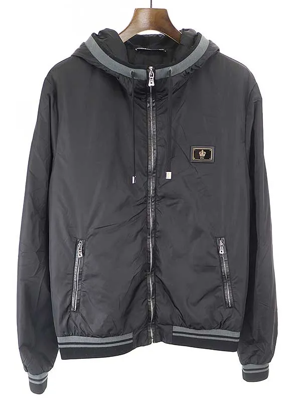 DOLCE&GABBANA ドルチェ&ガッバーナ 中綿入りロゴプレート装飾フーデッドナイロンジップアップパーカー