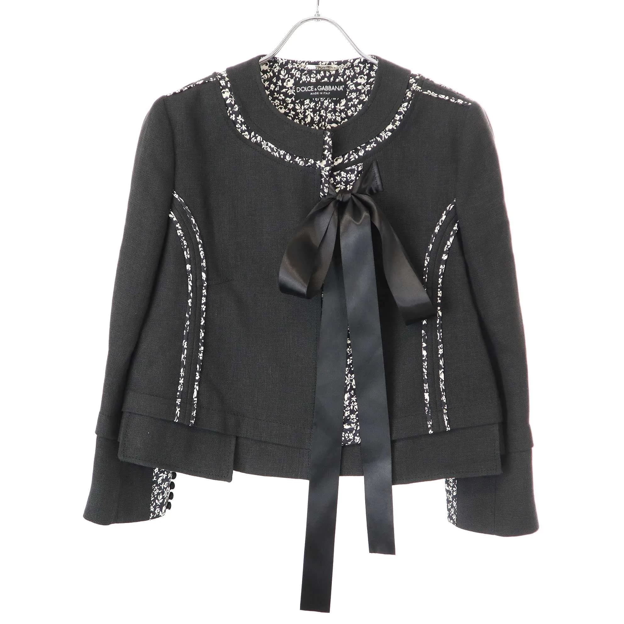 DOLCE&GABBANA ドルチェ&ガッバーナ リネンシルク フラワージャケット&スカート セットアップ F1126T/FU4AS